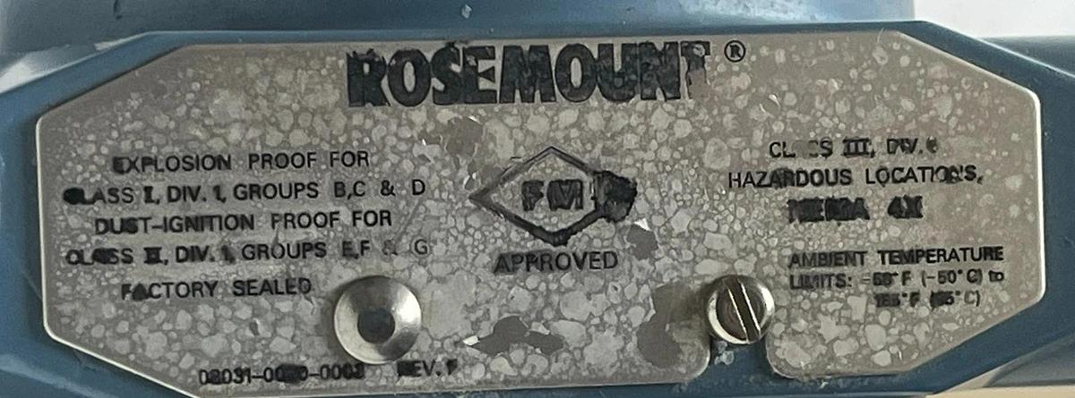 Used Rosemount 3051CG4A02A1AH2B7E5M5L4 Pressure Transmitter Used For Parts As Is