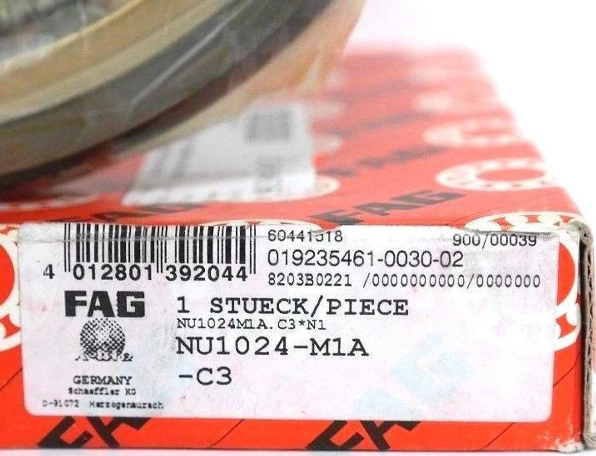 Used NIB FAG NU1024-M1A-C3 SINGLE ROW CYLINDRICAL ROLLER BEARING NU1024M1A.C3