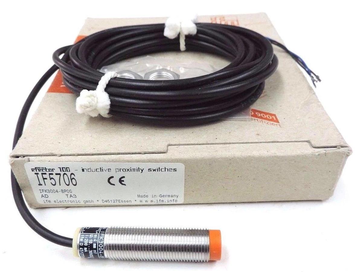Used NIB IFM EFECTOR IF5706 PROXIMITY SENSOR IFK3004-BPOG, S: 4MM U: 10...30VDC