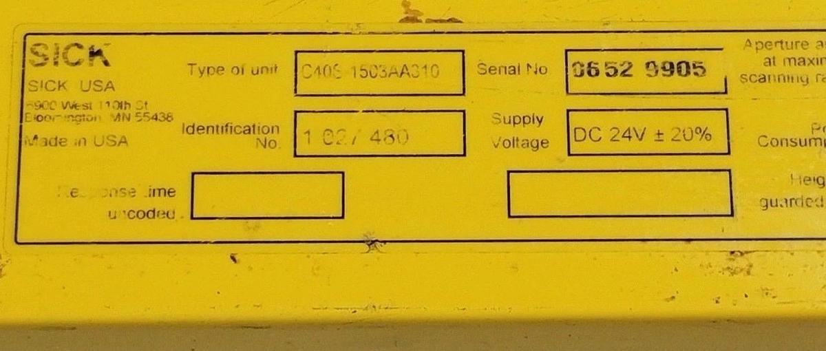 Used SICK C40S-1503AA310 C4000 STANDARD/ADVANCED SENDER C 4000, 30MM RESOLUTION