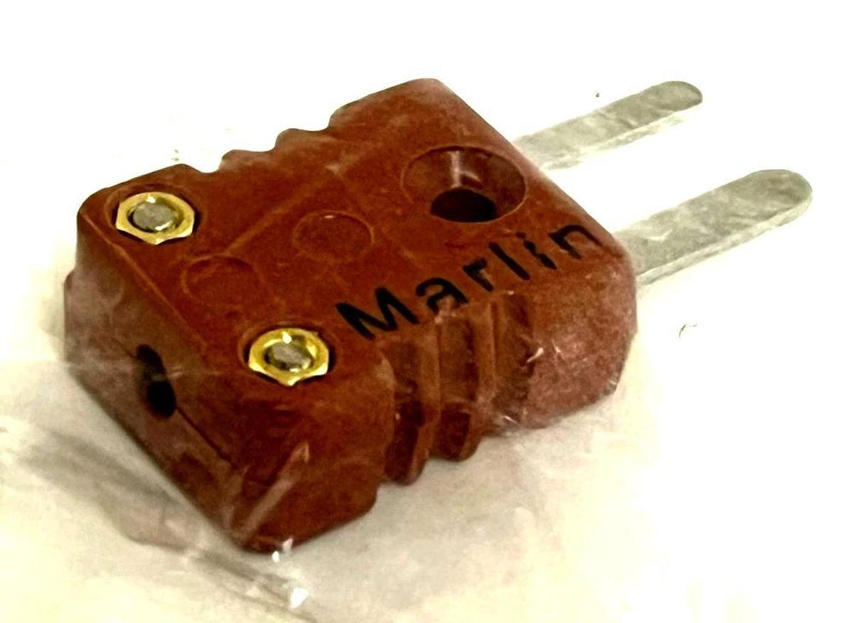 Lot of 9 Marlin Type K Thermocouple Connectors | Male Flat Pin | Red 800°F Max