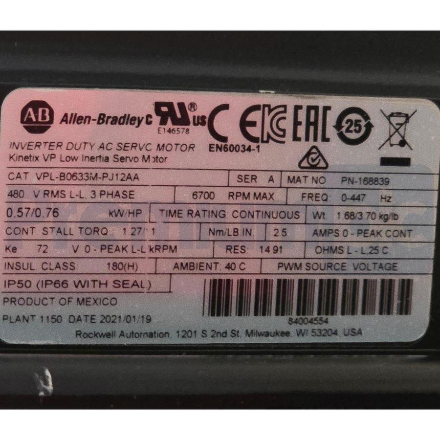 Used Tolomatic RSA24 BNL05 Actuator w/ Allen Bradley VPL-B0633M-PJ12AA Servo Motor