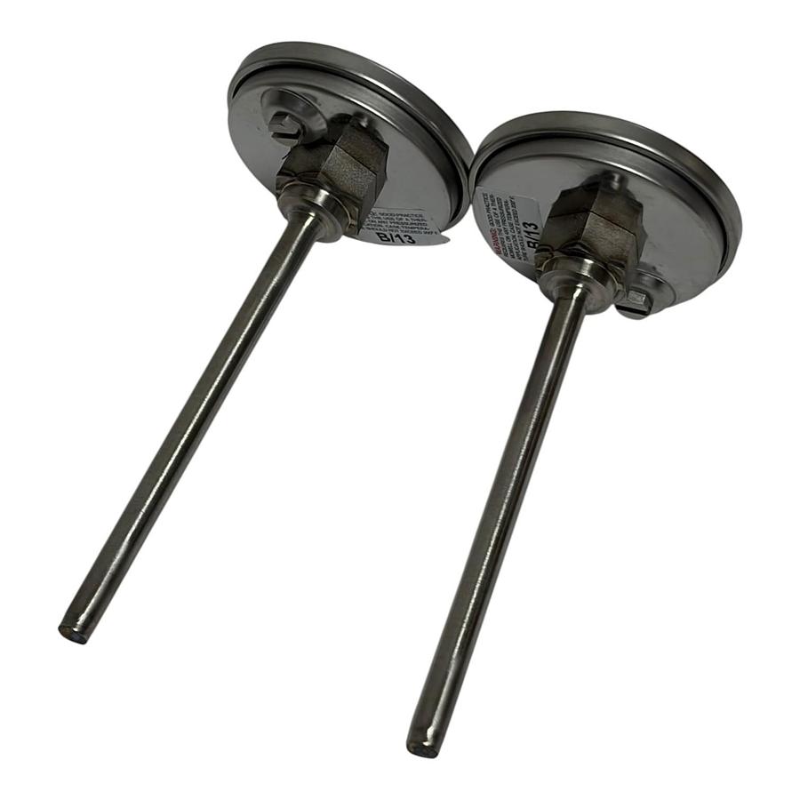Used Lot of 2 Ashcroft 2" Dial Bimetal Thermometers 0-200 F Stainless Steel 4" Stem