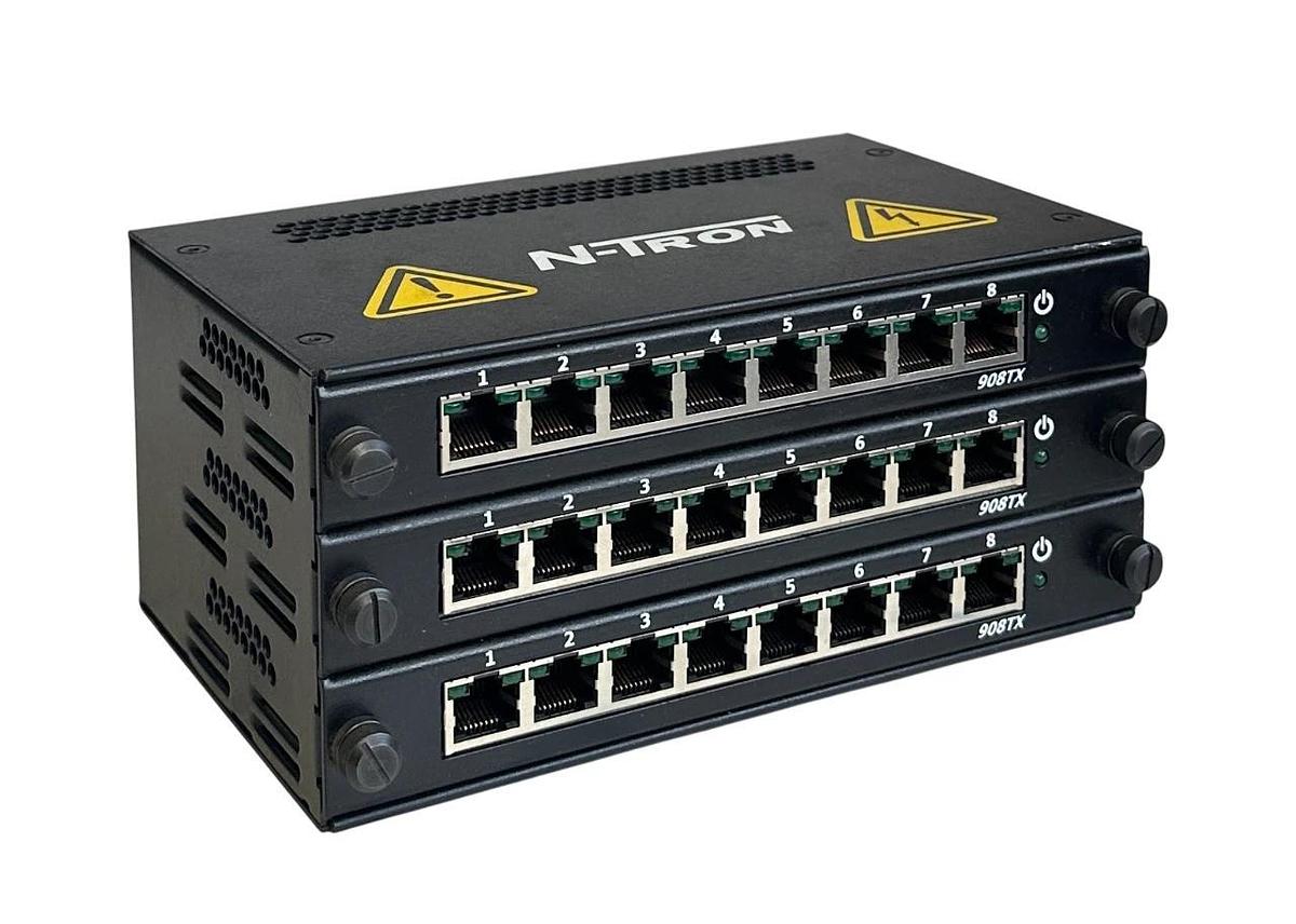 Used RED LION N-TRON 900B EtherNet CHASSIS / 3 N-TRON 908TX EtherNet SWITCHES USNP