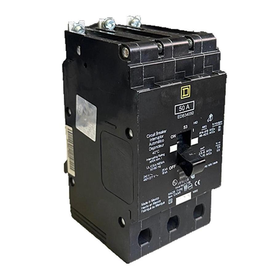 Used SQUARE-D EDB34050 MINI E-FRAME CIRCUIT BREAKER 50A 3-POLE 240VAC