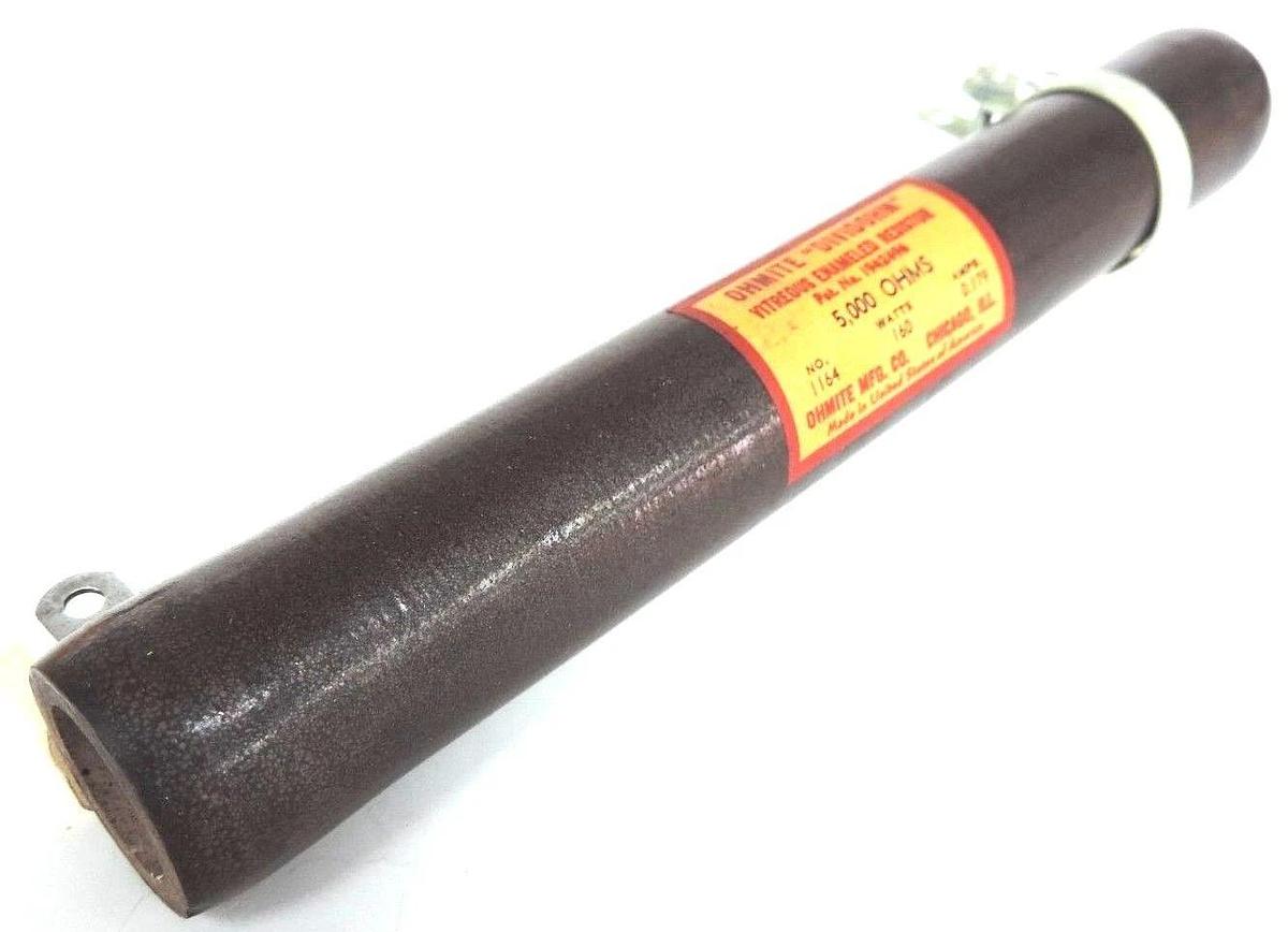Used NIB OHMITE DIVIDOHM RESISTOR NO. 1164, 5000 OHMS WATT SIZE: 160 AMPS: 0.179