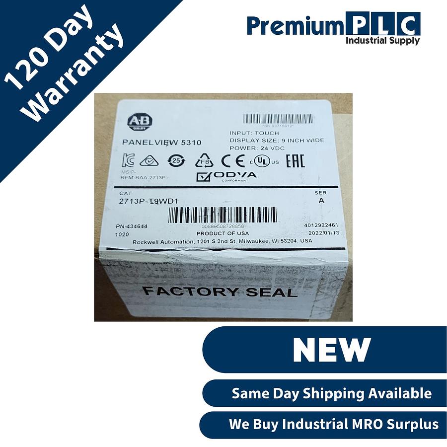 Used NEW ALLEN BRADLEY 2713P-T9WD1 /A PanelView 5310 9" TOUCH SCREEN DISPLAY 24VDC