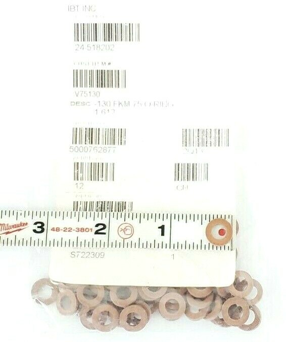 Used LOT OF 55 NEW IBT INC 6452236 130-FKM-75 VITON O-RINGS V75130 24-518202 1.612
