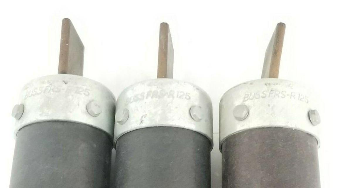 Used LOT OF 3 BUSSMANN FRS-R-125 FUSETRON DUAL-ELEMENT FUSES 600V, 125A, FRSR125