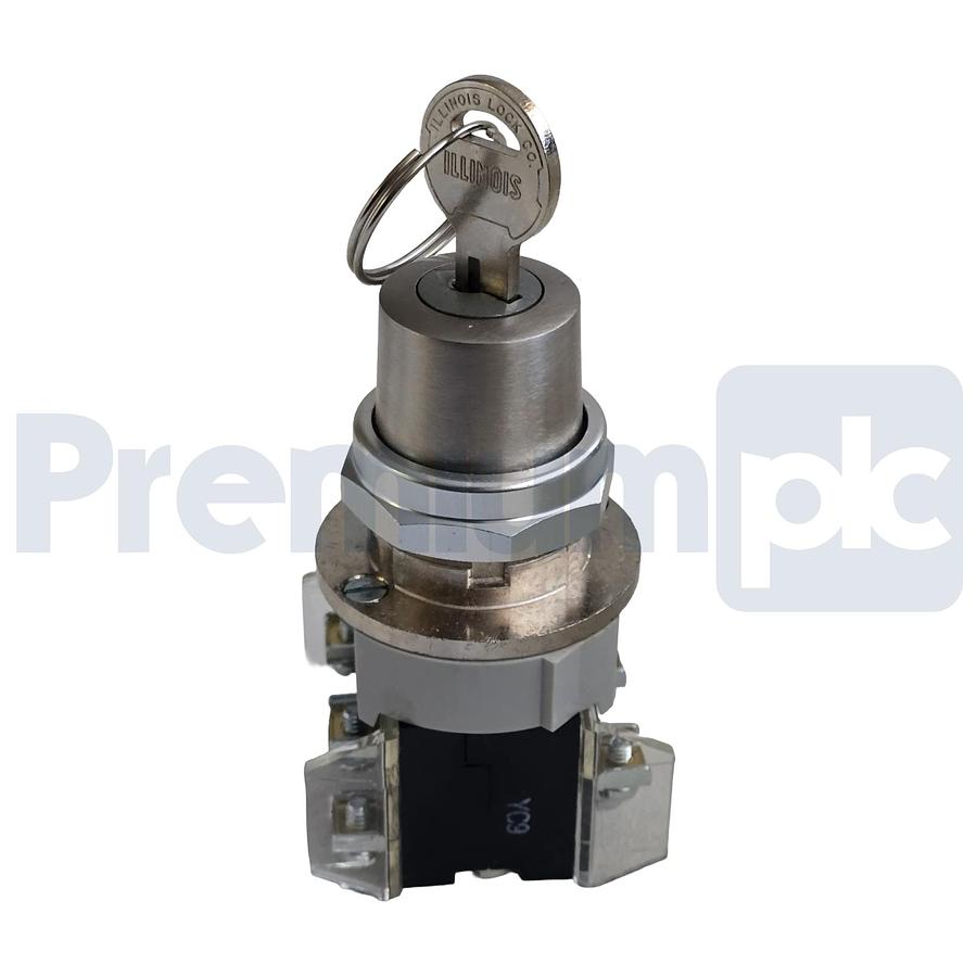 Used Allen-Bradley 800T-H3123B /T Selector Switch 30mm 2Pos Cylinder Lock 2 NO / 2 NC