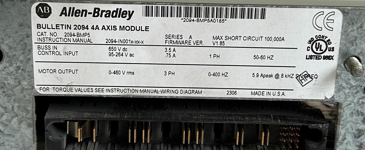 Used ALLEN BRADLEY 2094-BMP5 /A Kinetix 6000 SERVO DRIVE 400/460V 3PH 2094BMP5