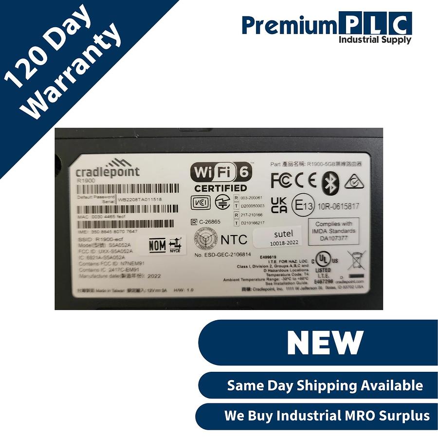 Used NEW CRADLEPOINT R1900 5GB DUAL-BAND WIRELESS WIFI 6 ROUTER MBA3-19005GB-GA