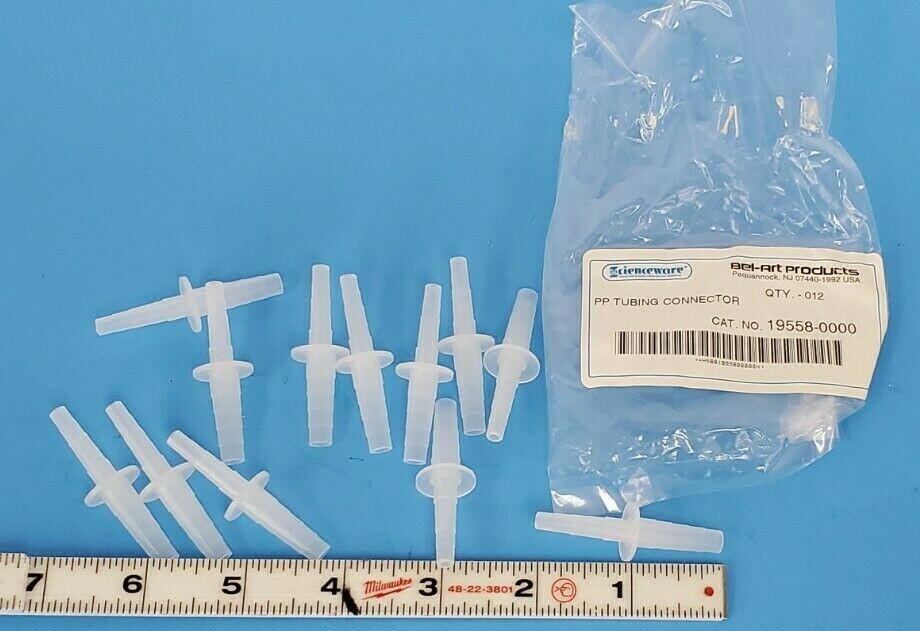 Used LOT OF 12 NEW BEL-ART SCIENCEWARE 19558-0000 3/16-1/4" STEPPED TUBING CONNECTORS