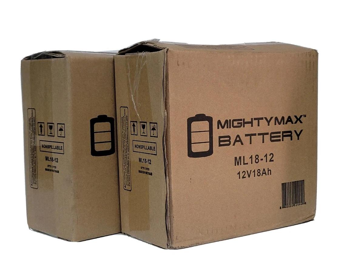 Used LOT OF 2 NEW MIGHTY MAX ML18-12 BATTERIES 12V 18Ah ML1812