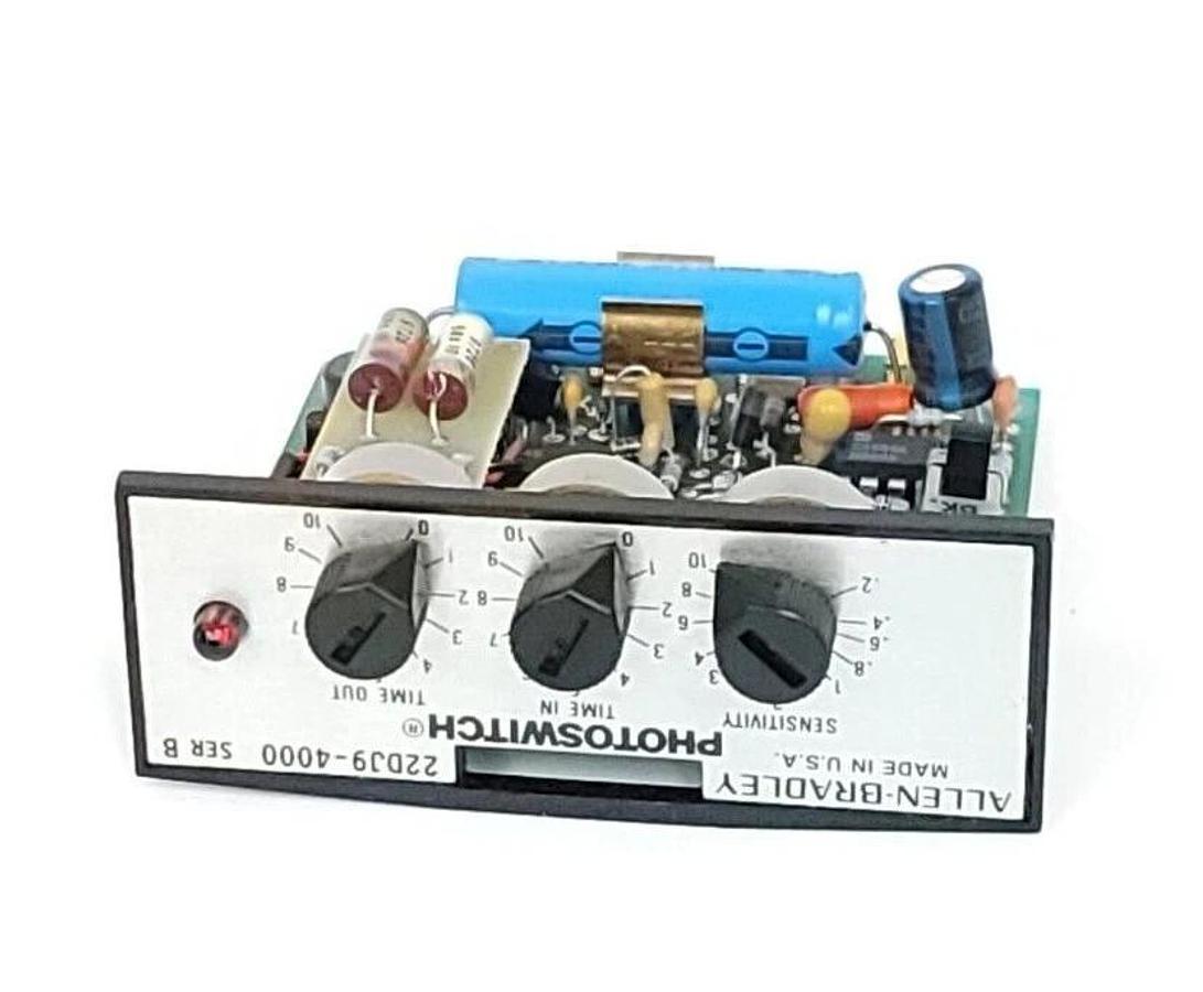 Used ALLEN BRADLEY 22DJ9-4000 PHOTOSWITCH 22DJ94000 SER. B TIME DELAY CONTROL MODULE