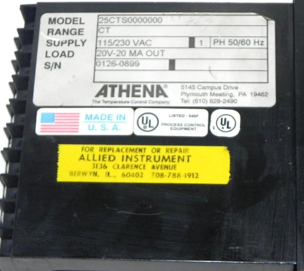 Used ATHENA CONTROLS 25CTS0000000 TEMPERATURE CONTROL 25CTS0000000