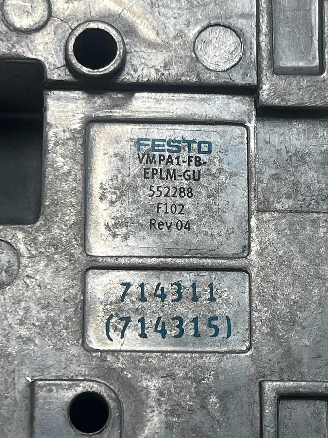 Used Festo VMPA1-FB-EPLM-GU End Plate 552288 REV 04 for MPA Valve Terminal Manifold