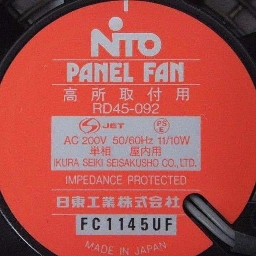 Used LOT OF 2 NITO RD45-092 PANEL FANS WITH HOUSING 200V, 50/60HZ, RD45092