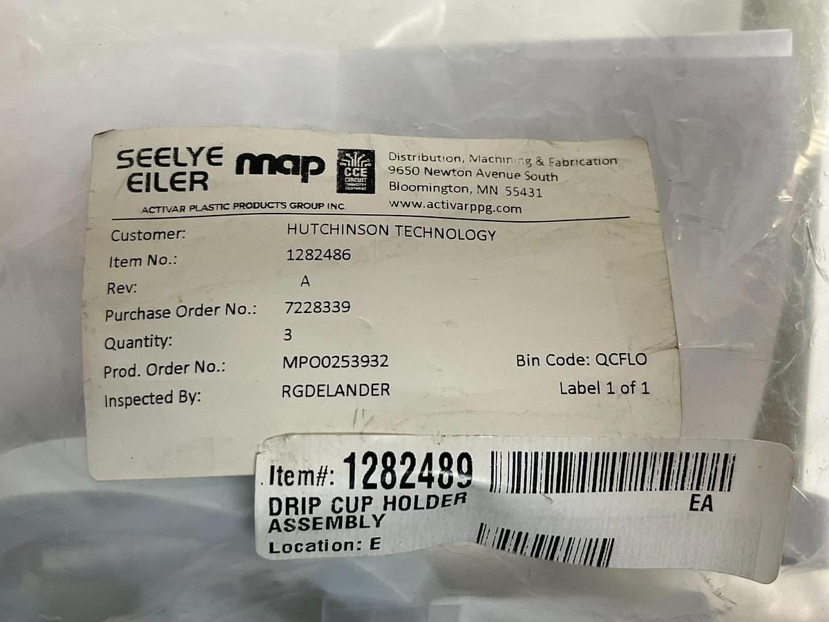 Used Seelye Eiler MAP Activar 1282489 Drip Cup Holder Riser Polypro Pipe New