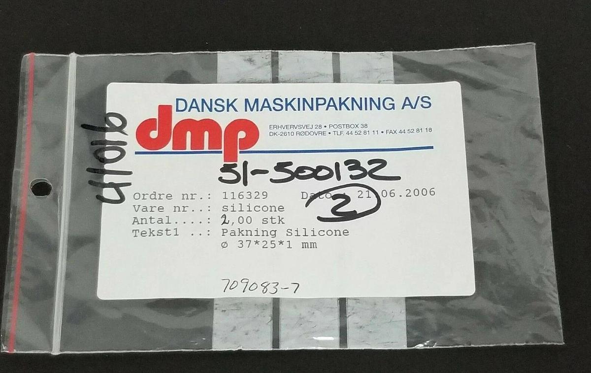 Used LOT OF 2 NEW DMP DANSK MASKINPAKNING A/S 116329 SILICONE PACKING SEALS 37X25X1MM