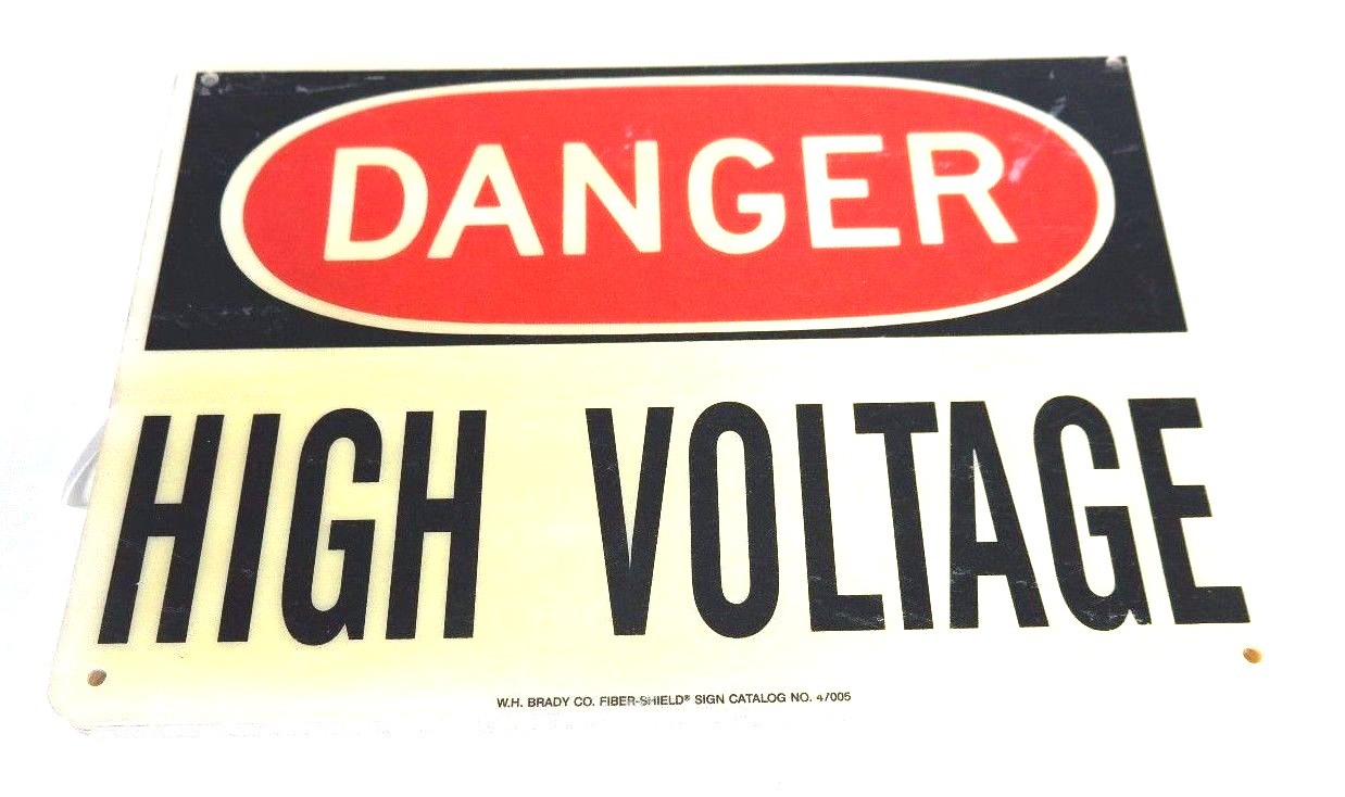 Used LOT OF 10 BRADY 4T665 "DANGER HIGH VOLTAGE" SIGNS 47005 10" X 14"