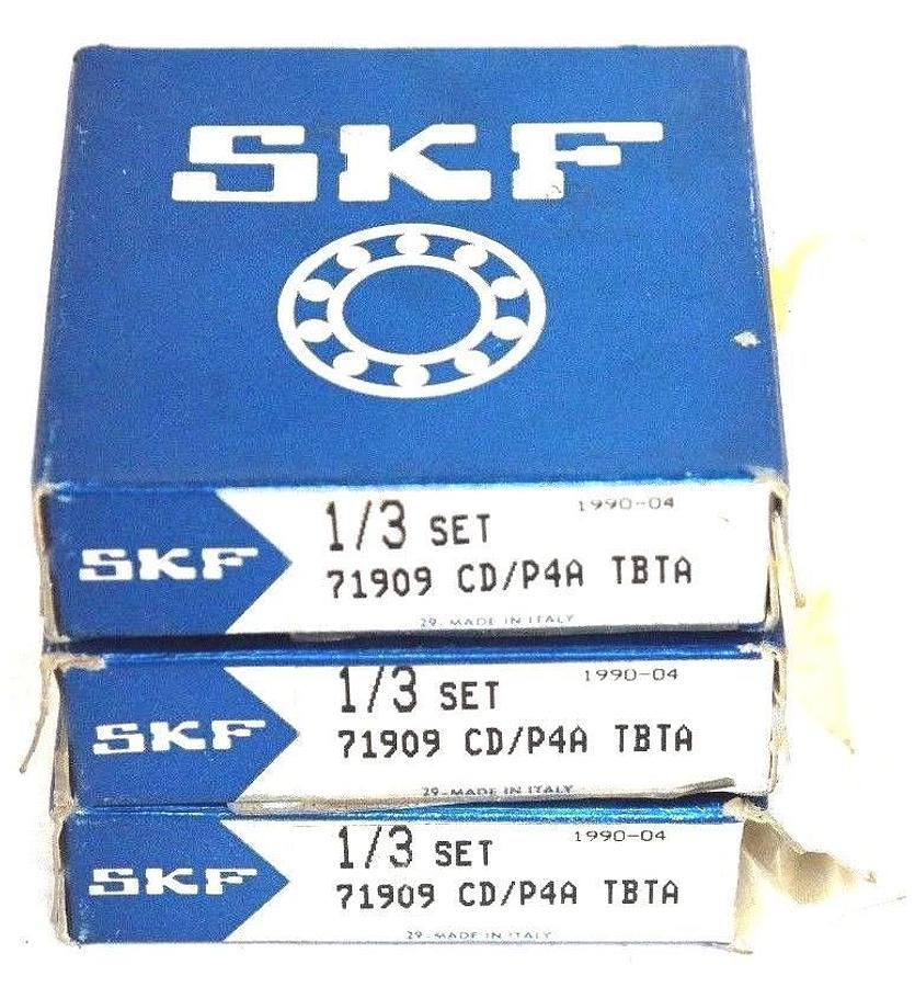 Used SET OF 3 SKF 71909 CD/P4A TBTA PRECISON BALL BEARINGS 71909CD/P4ATBTA