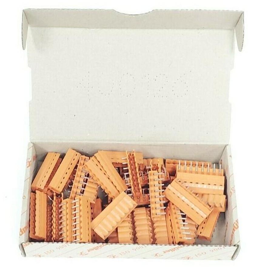 Used BOX OF 50 NEW WEIDMULLER 151326 CONNECTORS SL 5.08/8/90 4.5SN OR, 300V 10A