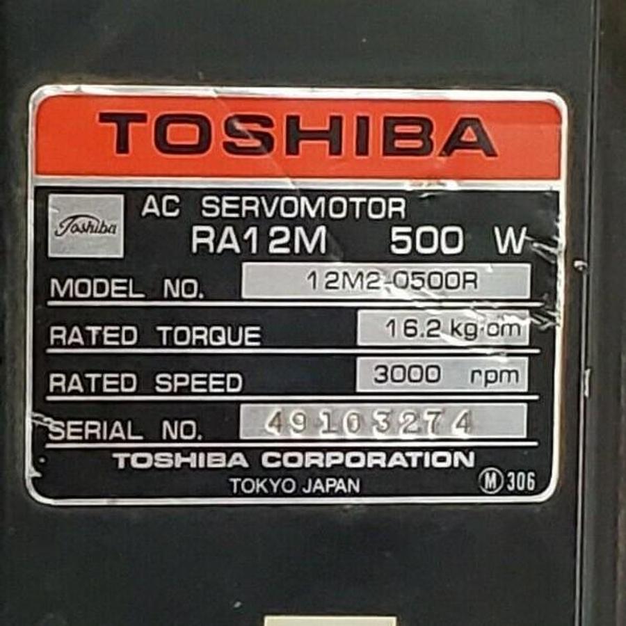 Used TOSHIBA 12M2-0500R AC SERVOMOTOR 12M20500R, 3000 RPM, 16.2 KG.CM
