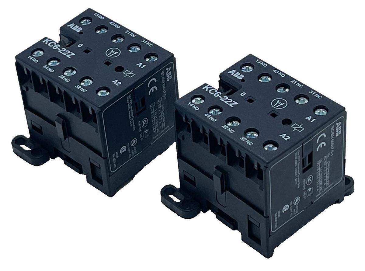 Lot of 2 ABB KC6-22Z Mini Contactor Relays | 24V DC | 2NO + 2NC | GJH1213001R022