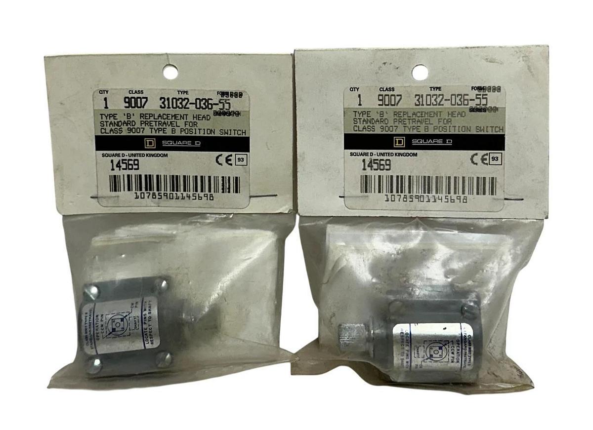 Used 2 SQUARE D CLASS 9007 31032-036-55 / 3103203655 TYPE 'B' REPLACEMENT HEAD NSFS