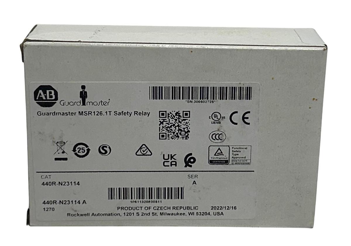 Used ALLEN BRADLEY 440R-N23114 /A Guardmaster MSR126.1T SAFETY RELAY 24VAC/DC 4W NSMP