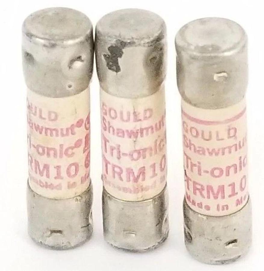 Used LOT OF 3 GOULD SHAWMUT TRM10 TRI-ONIC FUSES TRM-10