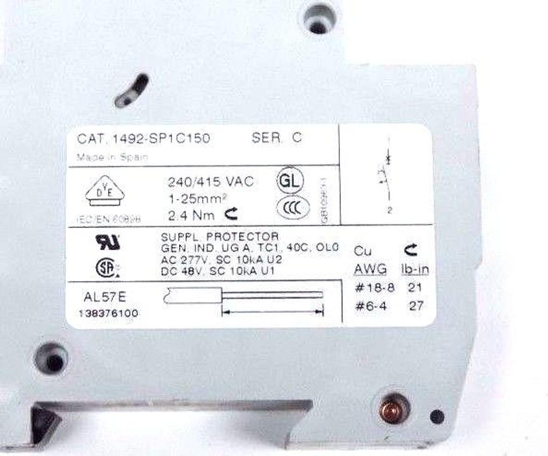 Used LOT OF 7 ALLEN BRADLEY 1492-SP MINI CIRCUIT BREAKERS SER C, 1POLE