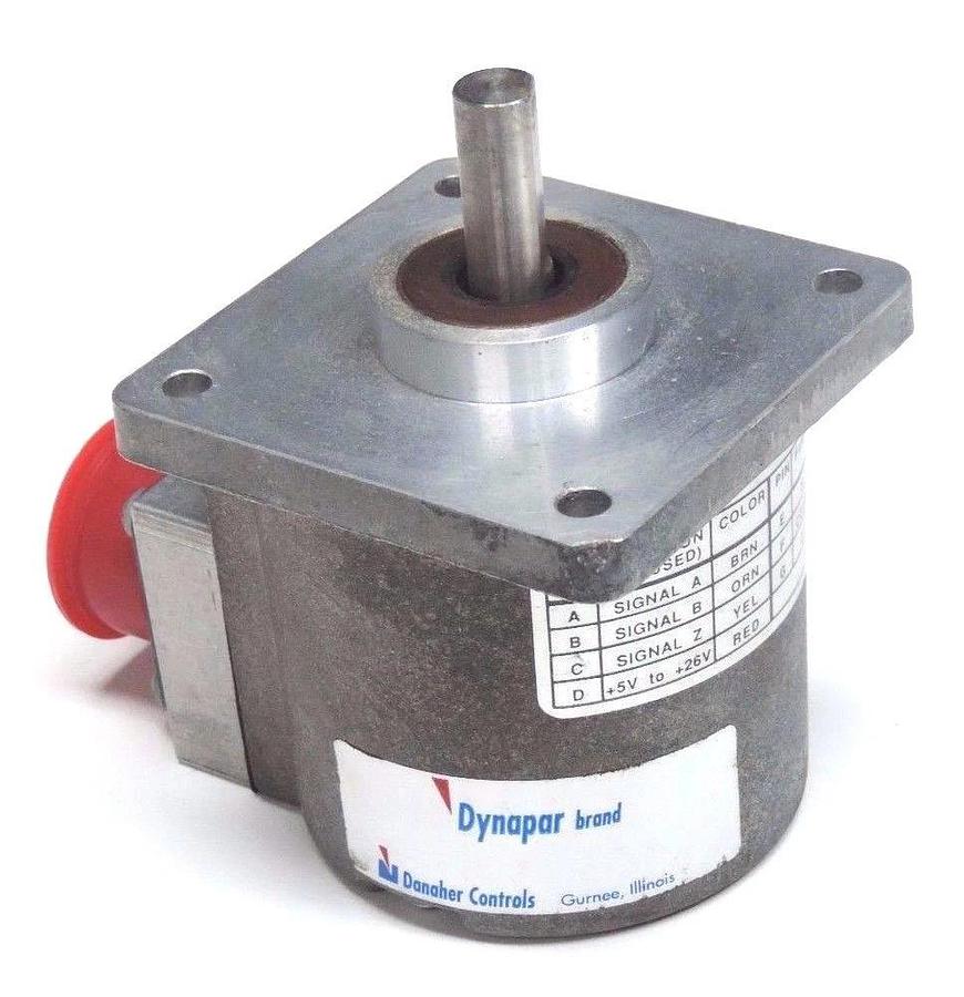 Used DANAHER CONTROLS DYNAPAR 62515000001 ENCODER 3/8'' SHFT FLG MT CURR SK SD CN