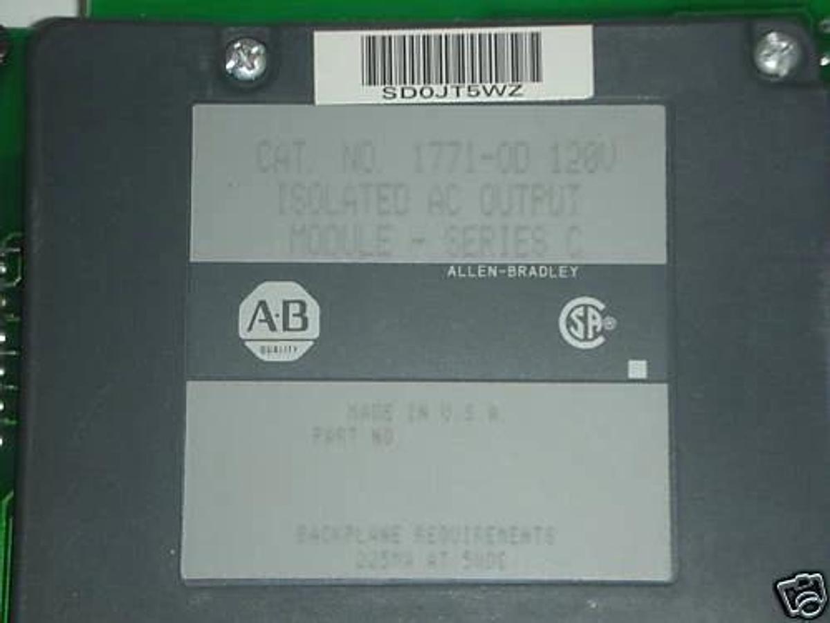 Used ALLEN BRADLEY 1771-OD ISOLATED OUTPUT MODULE 120VAC, SERIES C, 1771OD