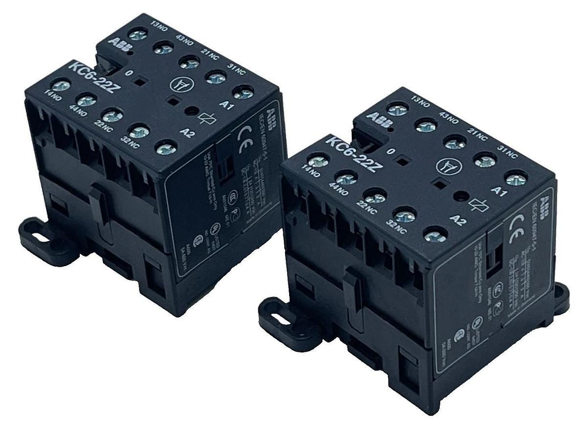 Lot of 2 ABB KC6-22Z Mini Contactor Relays | 24V DC | 2NO + 2NC | GJH1213001R022