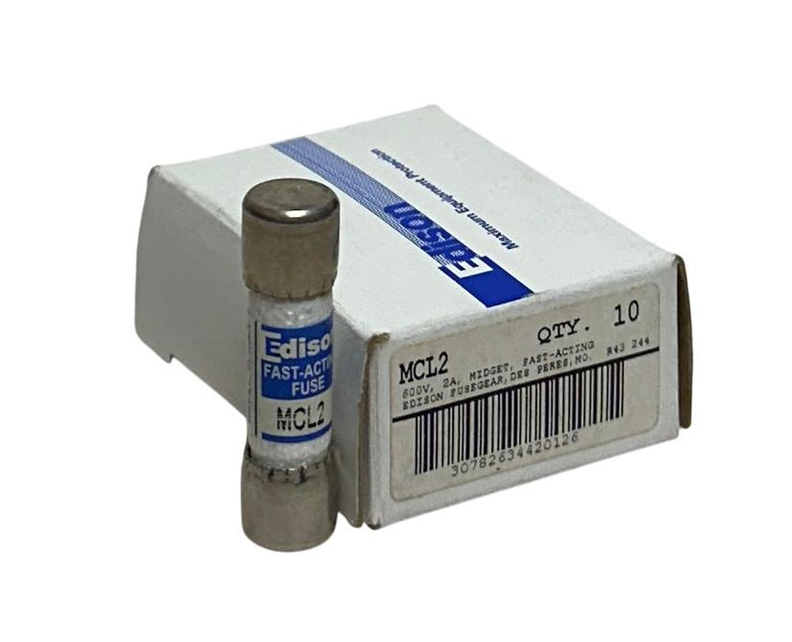 Used 7 EATON EDISON FUSEGEAR MCL2 MIDGET FAST-ACTING FUSES 600V / 2A OEM NSMP