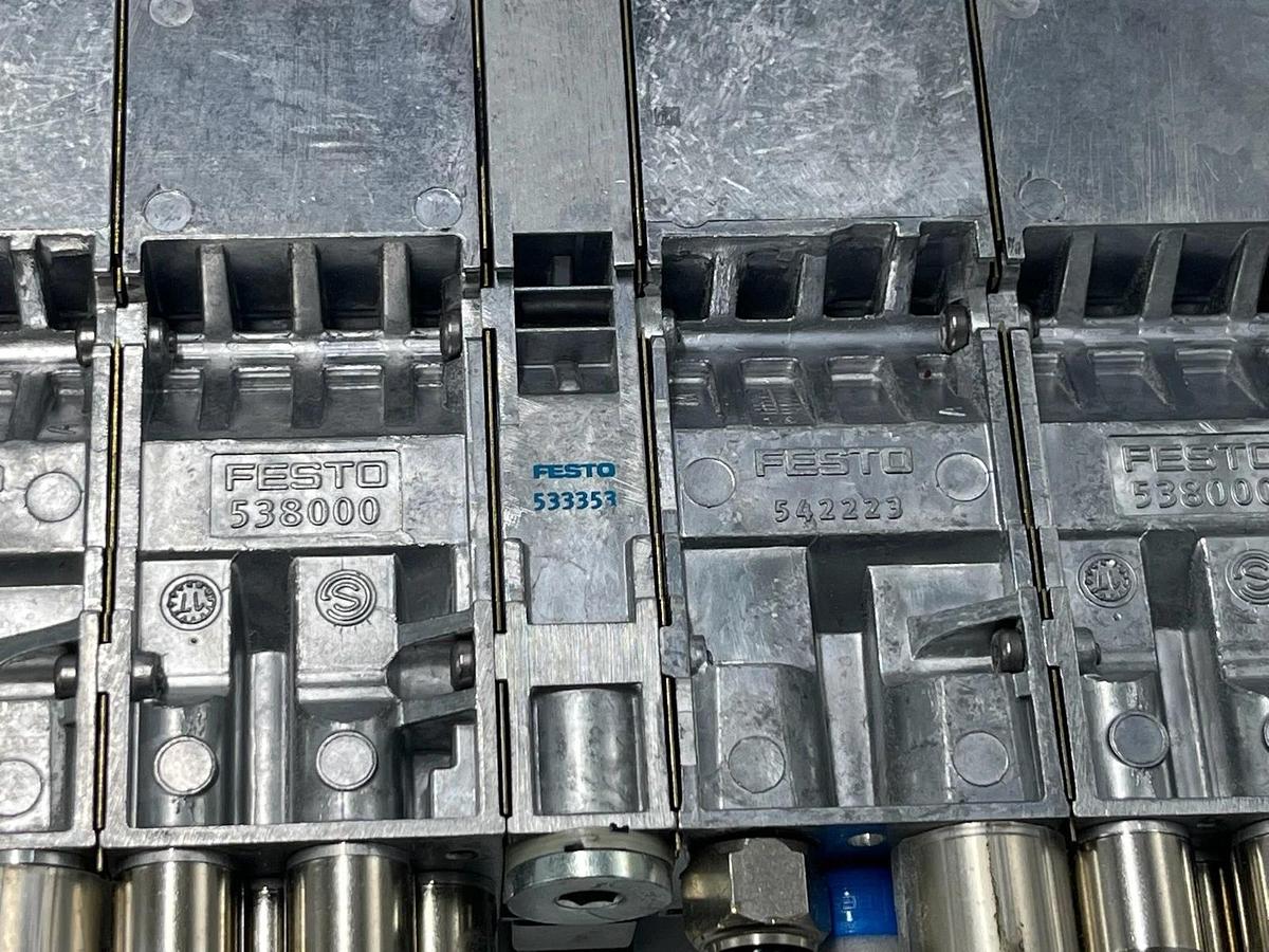 Used Festo MPA Valve Manifold Assembly 7) 542223 Sub-bases 3) 538000 2) Supply Plates