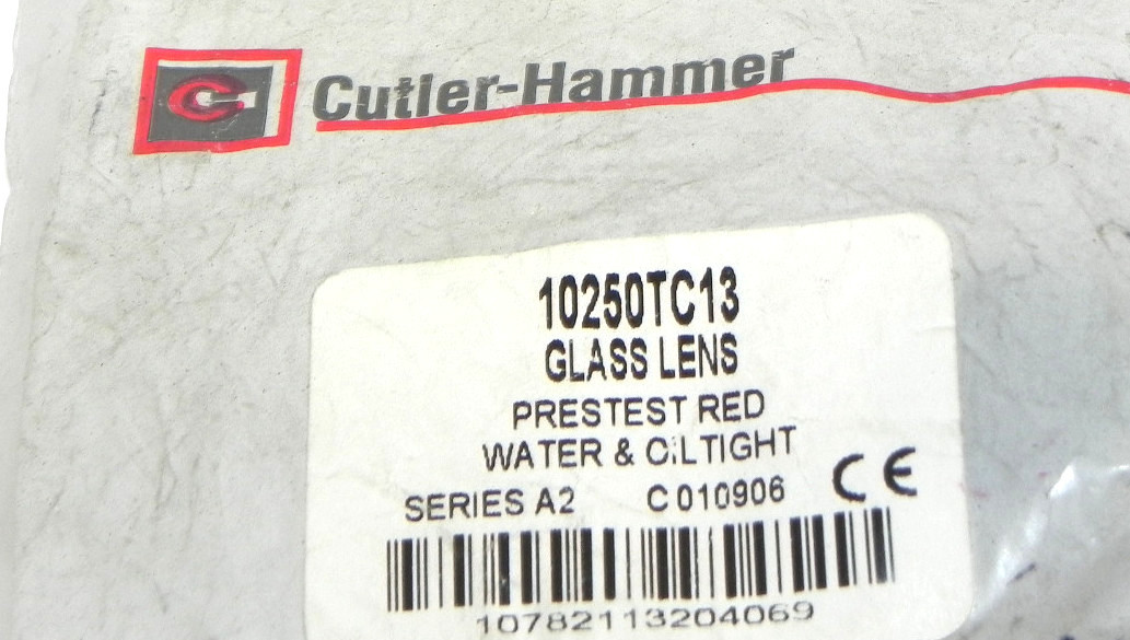 NEW CUTLER-HAMMER 10250TC13 GLASS LENS PRESTEST RED SERIES A2