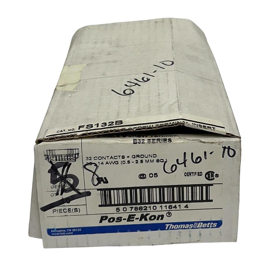 12 THOMAS & BETTS FS132B Pos-E-Kon FEMALE SCREW TERMINAL INSERTS B32 SERIES NSMP