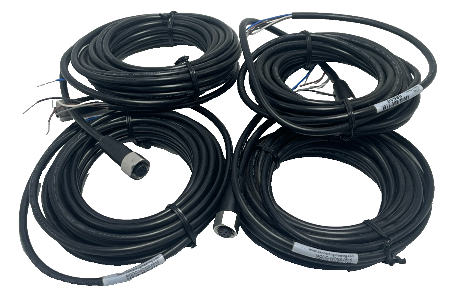Used (4) BANNER MQDC-WDSS-0515 CORDSET M12 FEMALE STRAIGHT 5M MQDCWDSS0515, NSNP