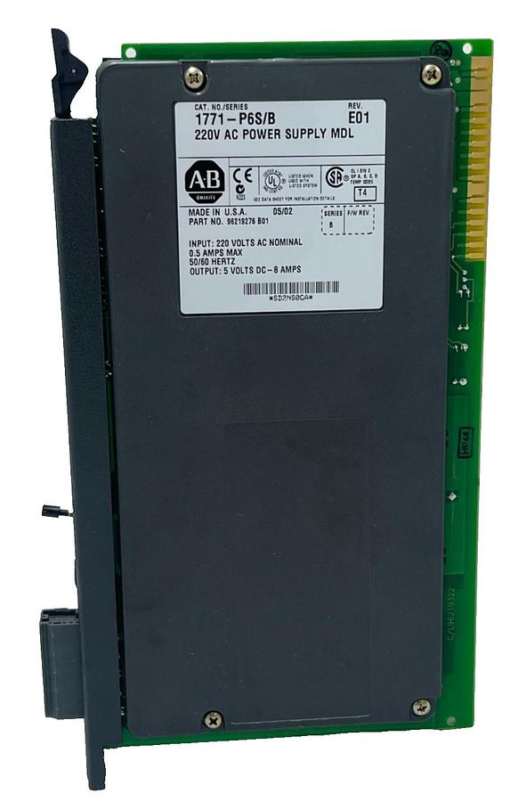 Used Allen-Bradley 1771-P6S/B Rev E01 Power Supply Module 220VAC PLC-5 96219276 B01