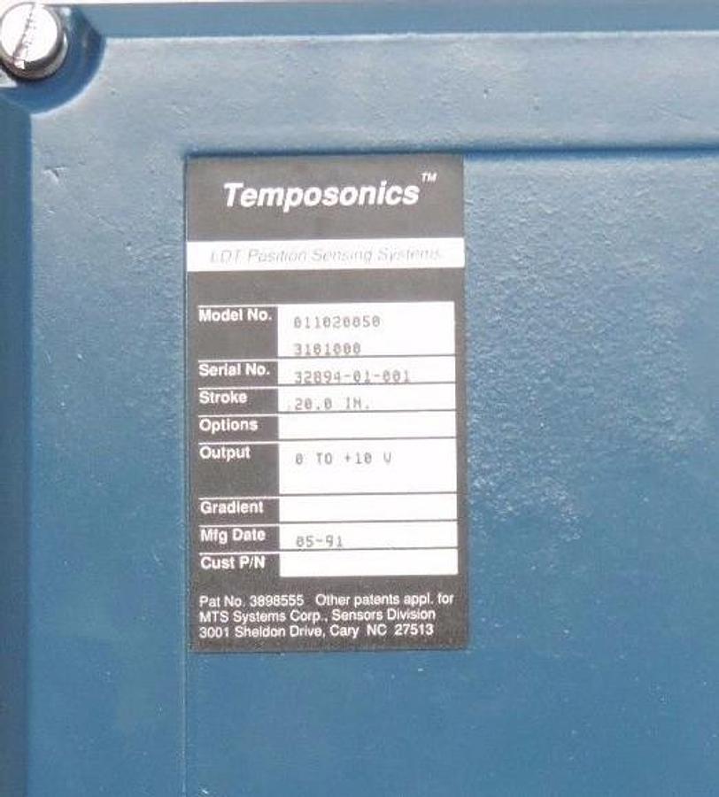 Used TEMPOSONICS 011020050 3101000 LDT POSITION SENSOR 20" STROKE 0-10V