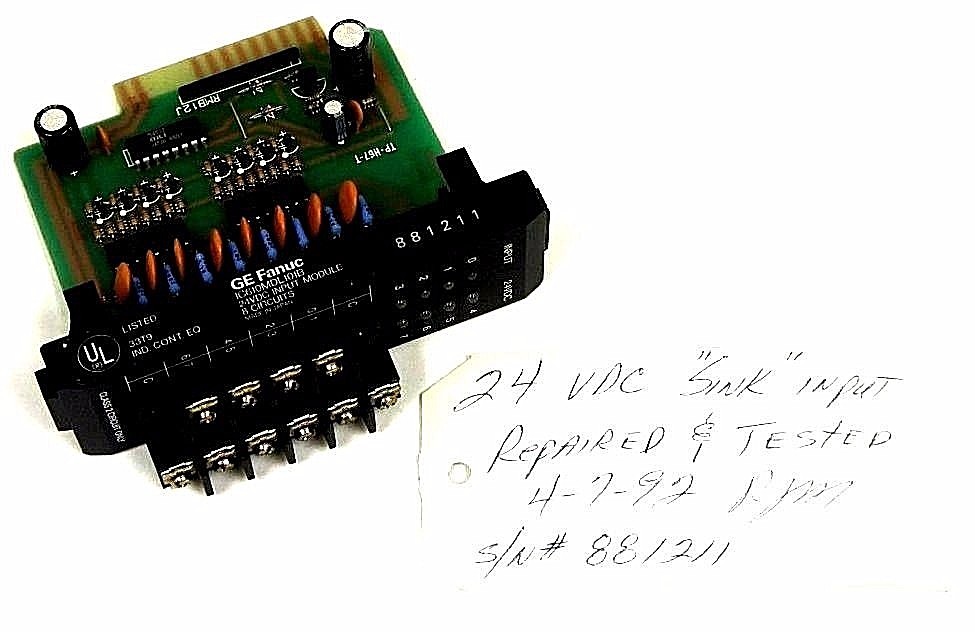 Used GE FANUC IC610MDL101B INPUT MODULE 24VDC SINK 8 POINT, REPAIRED AND TESTED