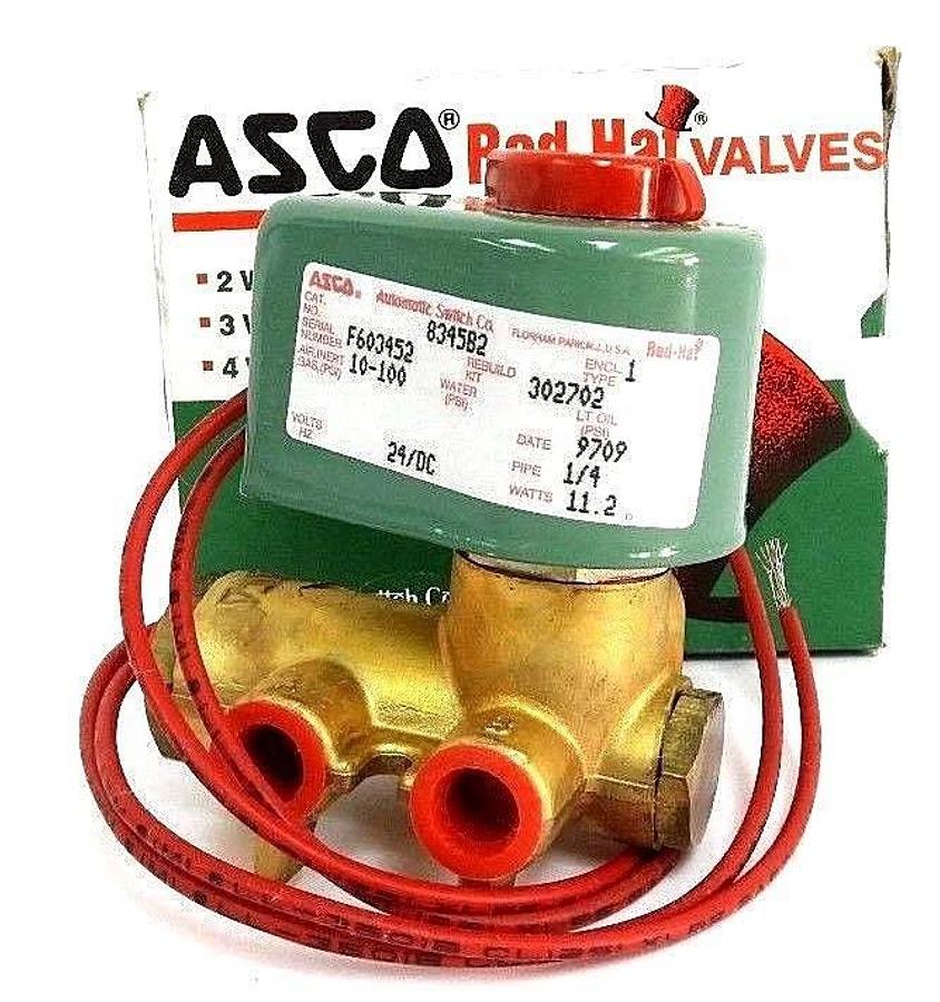 Used NIB ASCO 8345B2 SOLENOID VALVE 24/DC, 1/4 PIPE, 11.2 WATTS, 10-100PSI