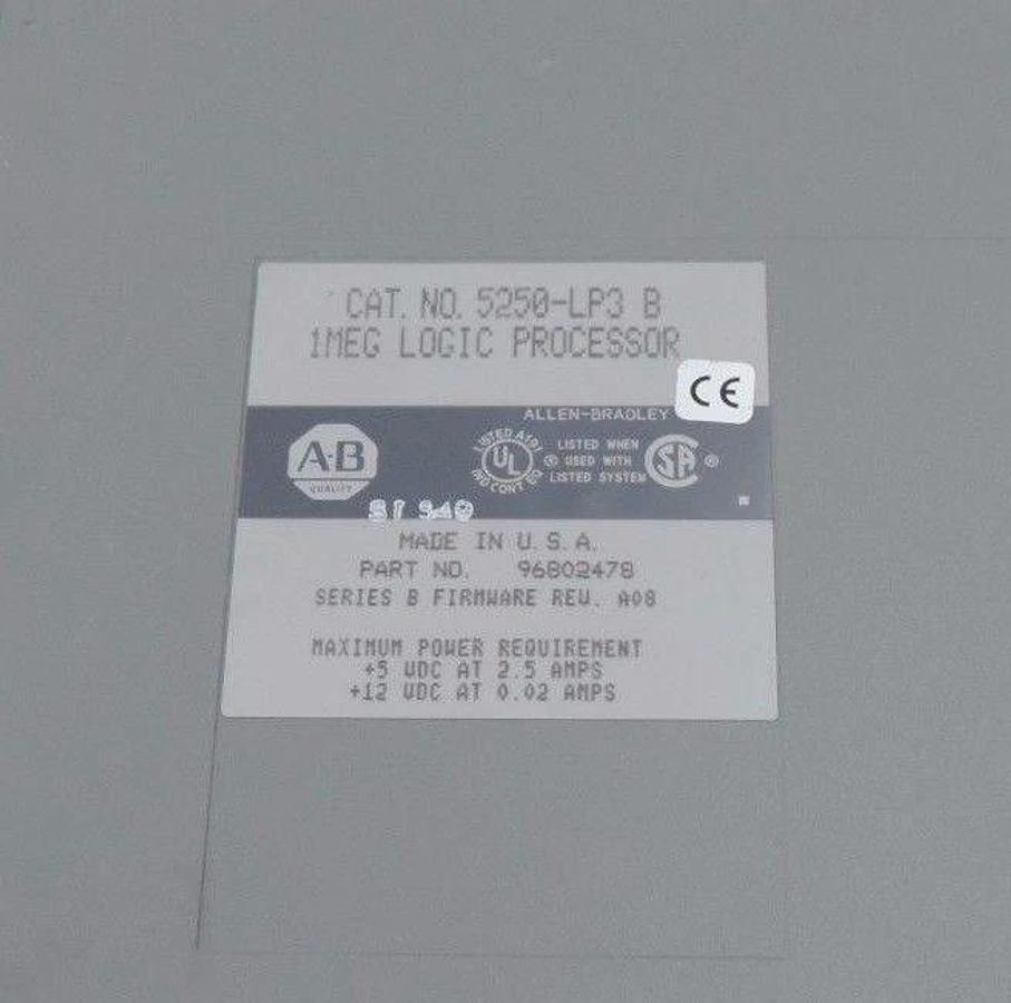 Used ALLEN BRADLEY 5250-LP3 1MEG LOGIC PROCESSOR 5250LP3, 5250-LP3/B SER. B