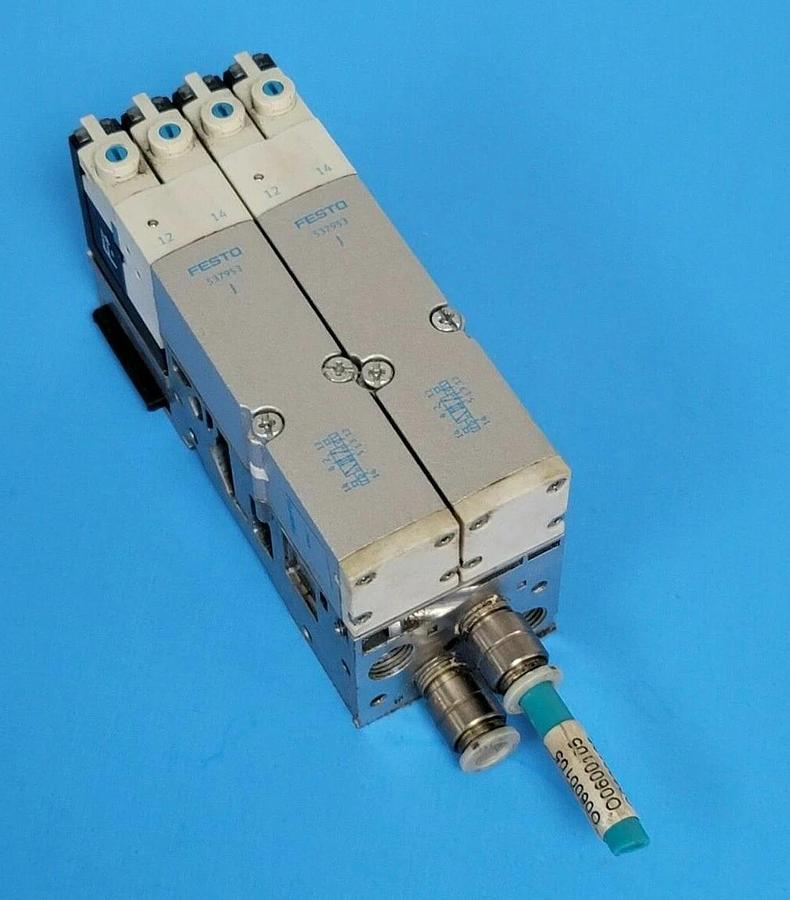 Used FESTO VMPA2-FB-EMG-4 ELECTRONICS MODULE W/ VALVES 537953, 537952
