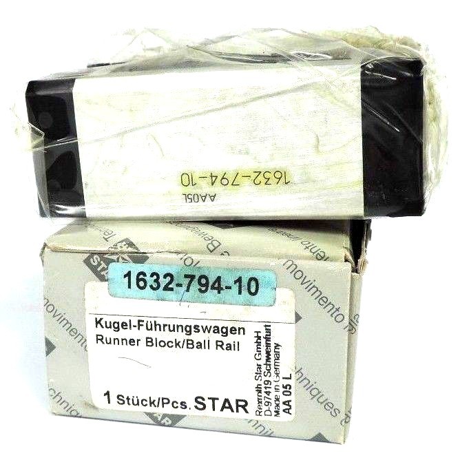 NIB REXROTH 1632-794-10 RUNNER BLOCK/BALL RALL STAR