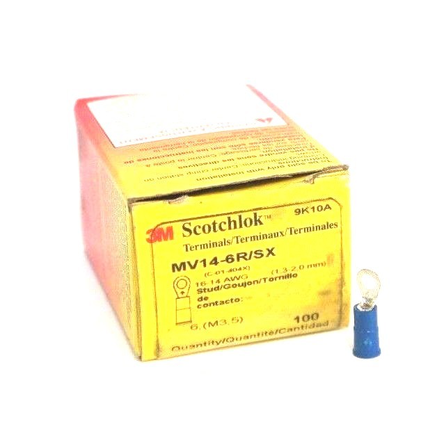 BOX OF 78 NEW 3M SCOTCHLOK MV14-6R/SX RING TERMINALS VINYL INSULATED