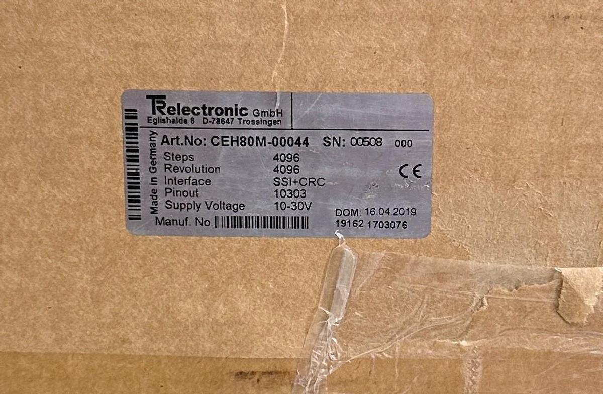 Used NEW TR ELECTRONIC CEH80M-00044 / CEH80M00044 ROTARY ENCODER 10-30V 4096 STEPS
